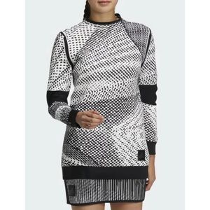 ADIDAS • Black/White Gradation Slim Fit Back Stripe Long Sleeve Knit Sweater, XS